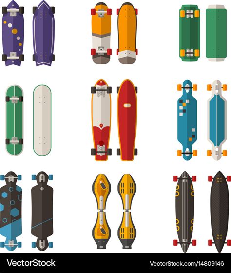 Different Skateboards Set Royalty Free Vector Image