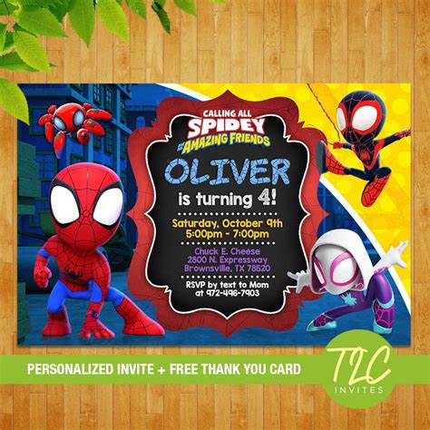 Spidey And His Amazing Friends Invitation Spidey Invite Etsy