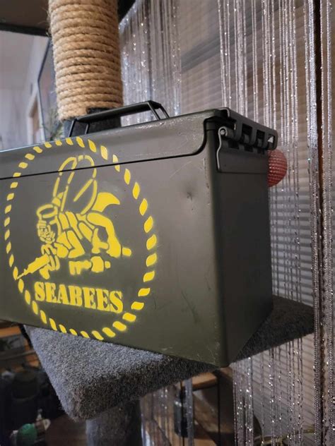 Navy Seabees Stencil Logo 50 Cal Caliber Ammo Can Ammunition Box New