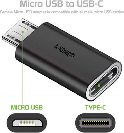 A Konic Verloop Adapter USB C Naar Micro USB Adapter Opzetstuk