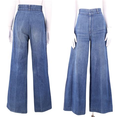 S His Denim High Waisted Bell Bottom Jeans Sz Vintage S