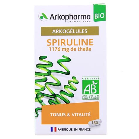 Arkogélules Spiruline Bio 150 gélules Arkopharma Phytothérapie