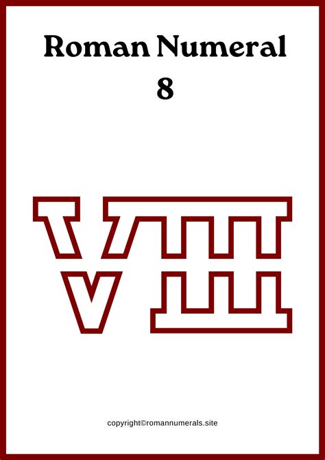 Roman Numeral 8 - Free Printable Roman Number 8 in PDF