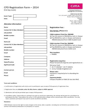 Fillable Online Cpd Registration Form Chartered Institute Of