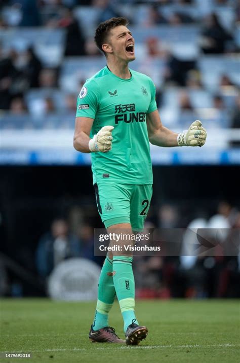 Newcastle United goalkeeper Nick Pope celebrates during the Premier ...