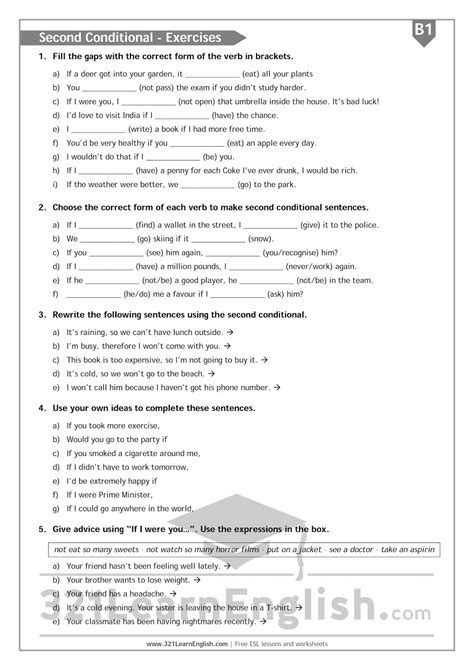 Conditional Type 1 Exercises Pdf With Answers