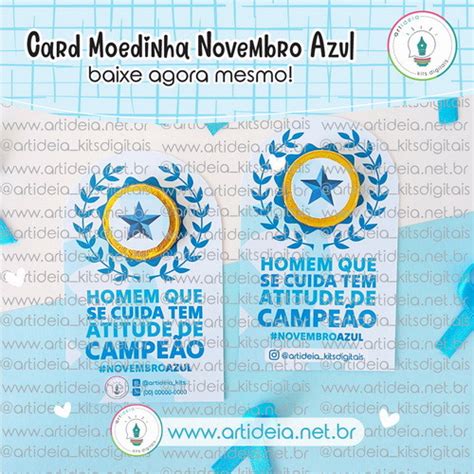 Arquivo Digital Card Moedinha Novembro Azul Art Ideia Kits