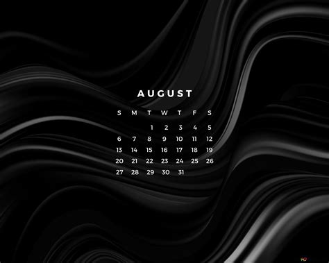 Minimalist Black Light Wave August 2023 Calendar Monochrome 4K ...