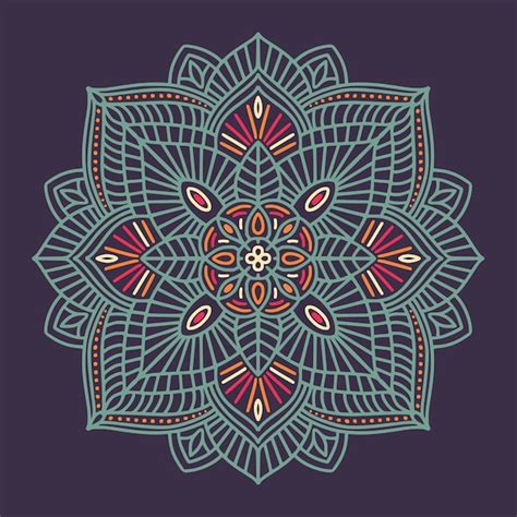 Mandala Ethnique Floral Coloré Ornemental Vecteur Premium