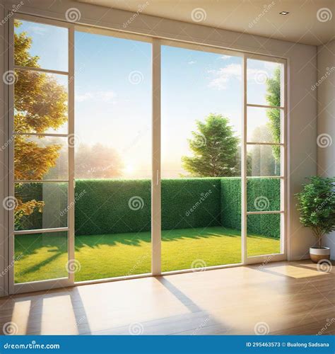 An Vacant Room With An Opening Glass Windows That Let In Morning A