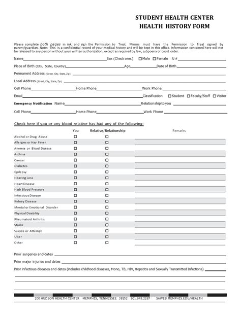 43 Medical Health History Forms Pdf Word Templatelab