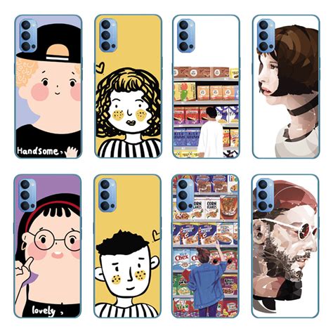 Cartoon Couple Silicone Back Cover OPPO Realme C20 V11 GT 5G F19 Pro