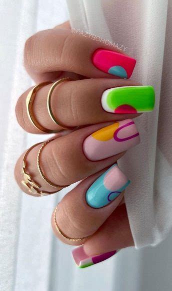 Dive Into Summer With Vibrant Nail Art Designs Colourful Colour Blocks