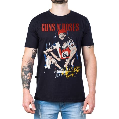 Camiseta Preta Guns N Roses Axell Rose Bandalheira Submarino