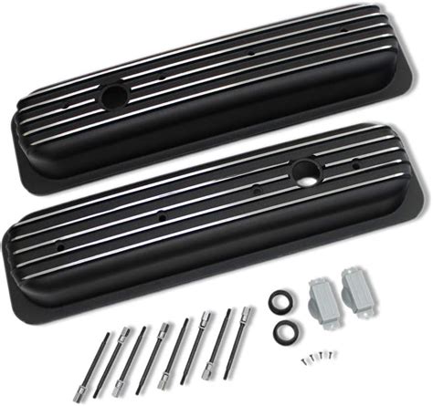 Small Block Chevy Tall Finned Aluminum Center Bolt Valve Covers 305 350 Vortec Car And Truck