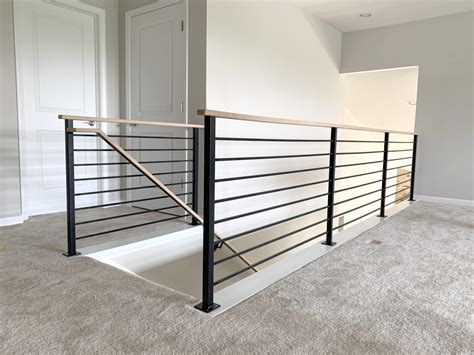 Custom Urban Modern Wrought Iron And Wood Railings Painted Satin Black