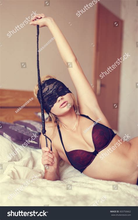 Sexy Blonde Woman Playing Whip Hotel Stock Photo Shutterstock