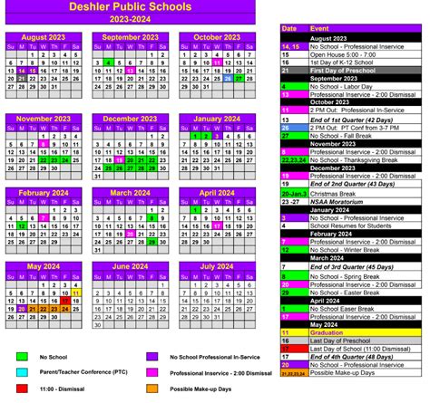 2023 2024 School Calendar Deshler Public Schools