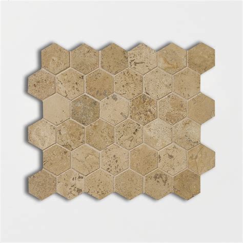 Walnut Dark Honed Hexagon 2 Travertine Mosaic 10 3 8x12 Marble Slab