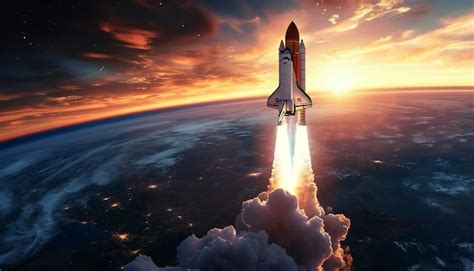 Premium Photo New Space Rocket Lift Off A Space Shuttle With Smoke