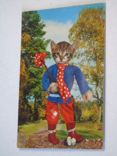 Carte Postale Ancienne Sonore Par Pression Chat Humanis Crite Dat E