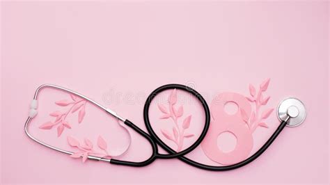 Concepto De Salud Medicina Y Atención De La Salud De La Mujer Fondo Rosa Con Estetoscopio