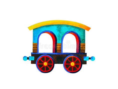 Blue Train Vector Illustration Cartoon Train With Nature Scenario