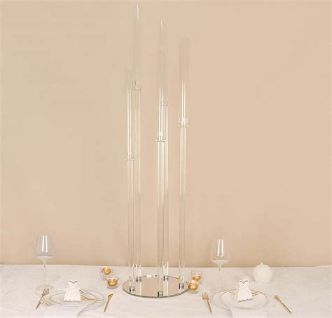 Crystal Candelabra Candle Holders Mirror Base Tableclothsfactory