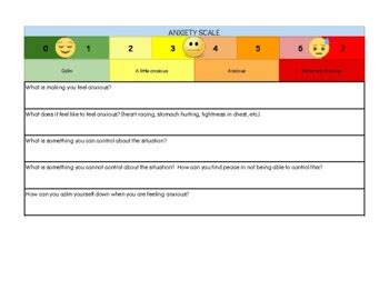 Anxiety Worksheet with Scale by Shayna Kravet | TPT