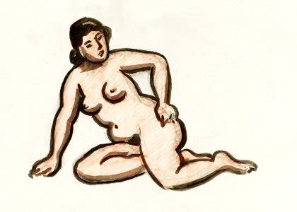 Naked Woman Showing Her Breasts Vintage Nude Illustration Standing