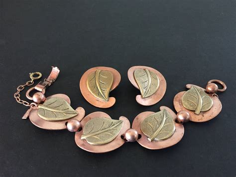 Jewelry Set Copper And Brass Jewelry Set Mixed Media Etsy