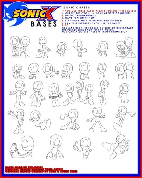 Sonic X Bases By Sky Yoshi Sonic How To Draw Sonic Animation