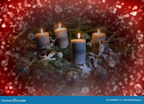 Advent Wreath, the Fourth Advent Stock Photo - Image of burning, candles: 263606714