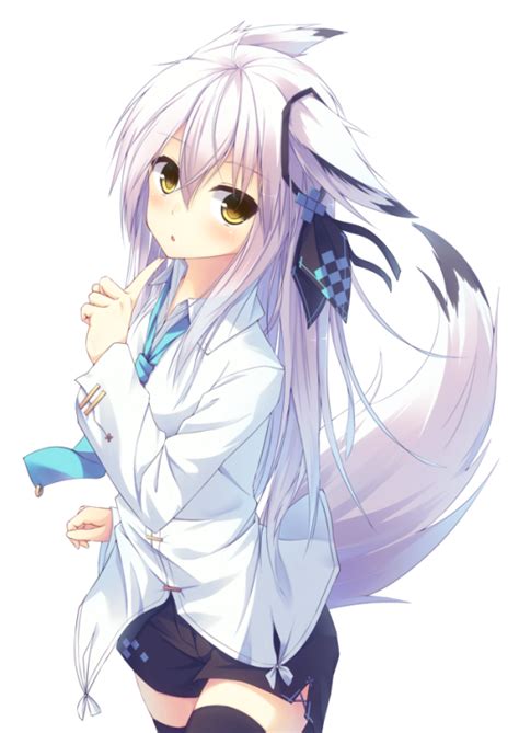 Anime Fox Girl With White Hair