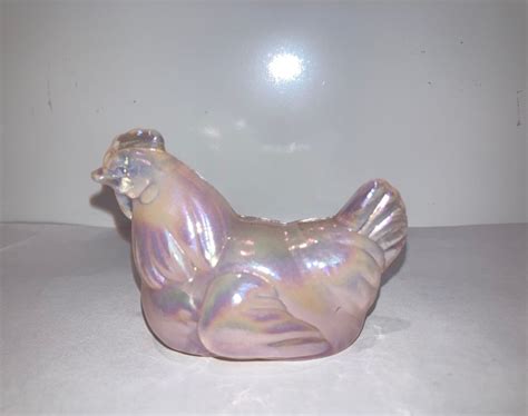 Fenton Pink Iridescent Hen Figure Vintage Fenton Pink Glass Etsy