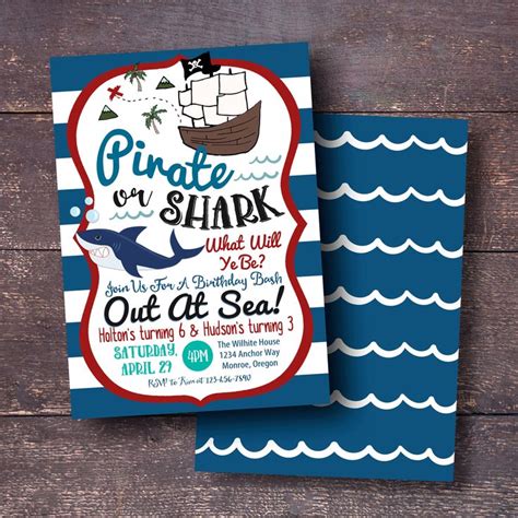 Pirate Shark Birthday Invitations Jikilop Jiki