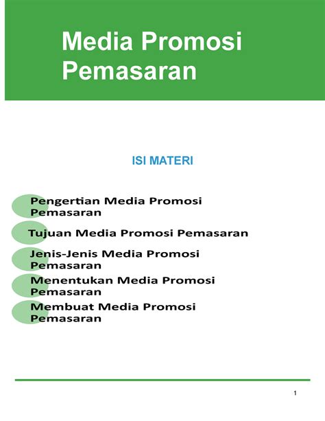 Modul Media Promosi Pemasaran Isi Materi Pengertian Media Promosi