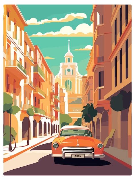 Premium Vector Valencia Spain Vintage Travel Poster Souvenir Postcard