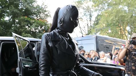 Kim Kardashian Turns Heads In Full Leather Face Mask In New York City