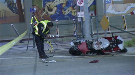 Motorcyclist killed in high-speed collision with Expo Line train in downtown LA, authorities say ...