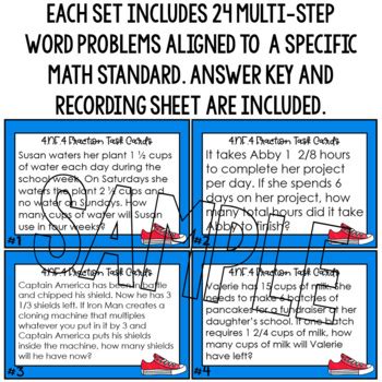 4 NF 4 Fraction Multi Step Word Problems Task Cards Multiplying