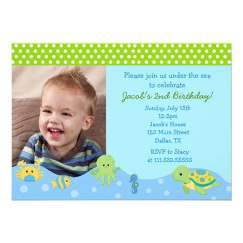 Under The Sea Boys Custom Birthday Invitations