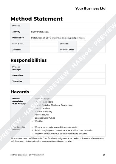 Cctv Installation Method Statement Template Haspod