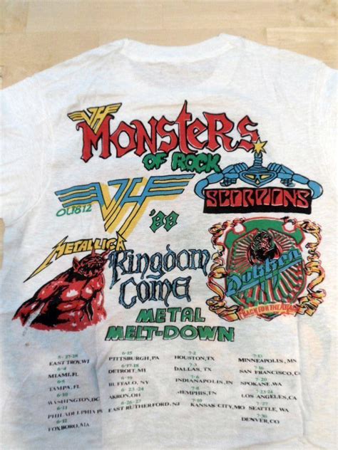 Monsters Of Rock T Shirt Metallica Van Halen Tour Scorpions