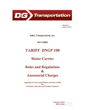 Fillable Online Motor Carrier Rules And Regulations Accessorial Charges