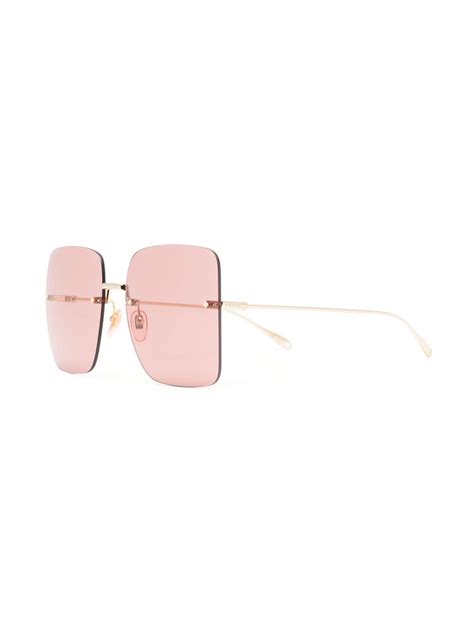 Gucci Rimless Oversized Frame Sunglasses In Gold Modesens