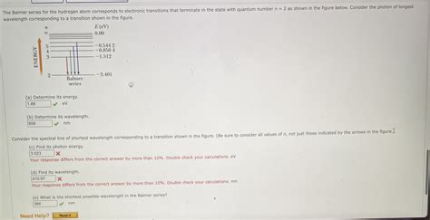 Solved He Balmer Series For The Hydrogen Atom Corresponds To