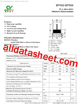 BP504 Datasheet PDF Shunye Enterprise