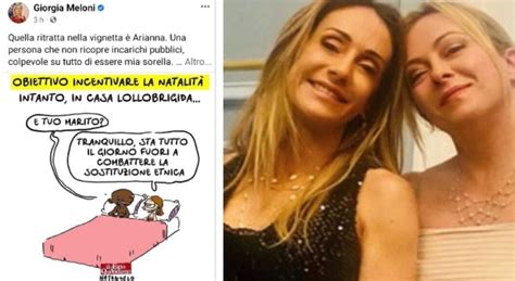 Meloni e la vignetta Arianna attaccata perché mia sorella