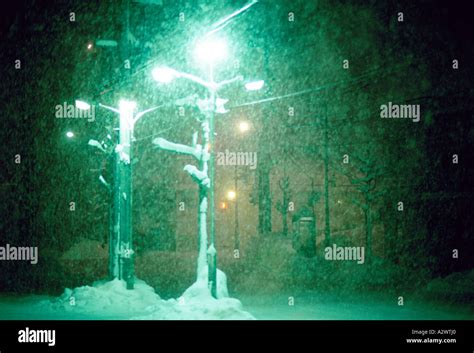 street lights in snow Stock Photo - Alamy